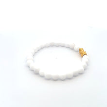 Load image into Gallery viewer, 18K Gold Pixiu Piyao Lucky Charm Bracelet Natural White Jade Gemstones 6mm - Rafant
