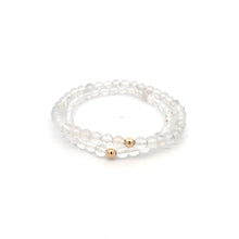 Load image into Gallery viewer, Moonstone & Clear Quartz Gemstone Stretch Bracelet with 14K Gold Accent Bead Handmade