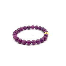 Load image into Gallery viewer, 18K Gold Money Coin Ball Bracelet Gemstones Ruby July Birthstones Micro Faceted 6 - 6.5 mm - Rafant