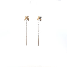 Load image into Gallery viewer, 18K Gold Earrings Butterfly Threader Dangle Very Tiny - Rafant