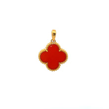 Load image into Gallery viewer, 18K Gold Pendant Clover Red Carnelian