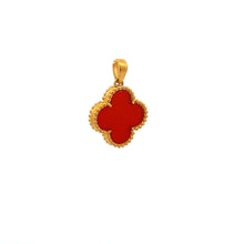 Load image into Gallery viewer, 18K Gold Pendant Clover Red Carnelian