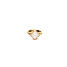Load image into Gallery viewer, 18K Gold Ring Clover White Mother of Pearl Size 5