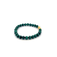 Load image into Gallery viewer, 18K Gold Pixiu Piyao Lucky Charm Bracelet Natural Malachite Gemstones 6mm - Rafant