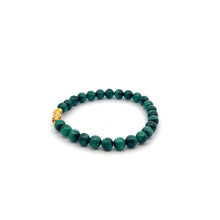 Load image into Gallery viewer, 18K Gold Pixiu Piyao Lucky Charm Bracelet Natural Malachite Gemstones 6mm - Rafant