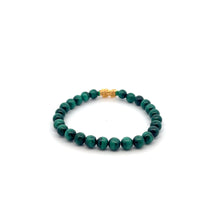Load image into Gallery viewer, 18K Gold Pixiu Piyao Lucky Charm Bracelet Natural Malachite Gemstones 6mm - Rafant
