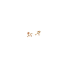 Load image into Gallery viewer, 14K Gold Stud Earrings Cross Screw Back Type Very Tiny