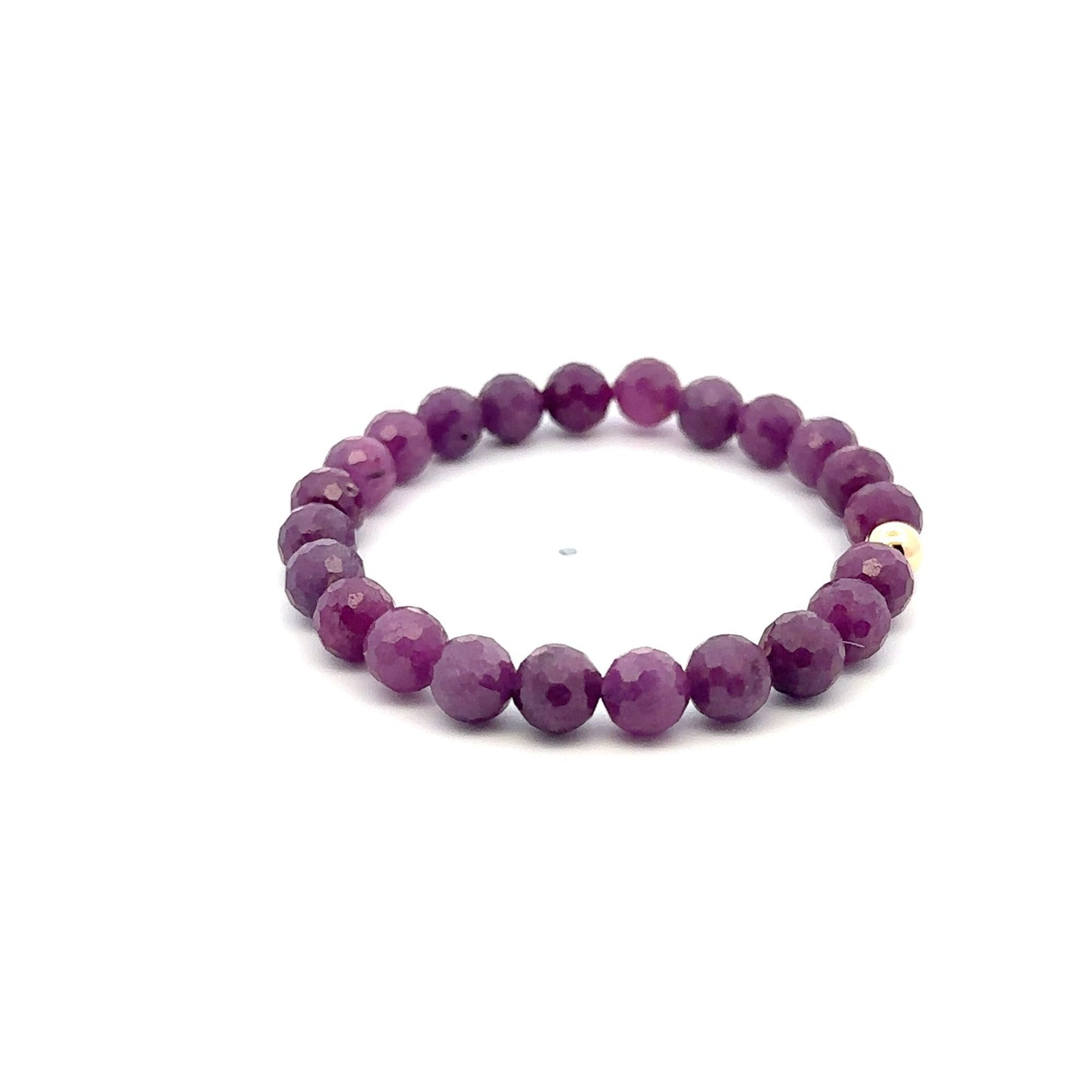 Natural Ruby Gemstones 6 -6.5mm Stretchable Bracelet 18k Gold Bead Charm - Rafant