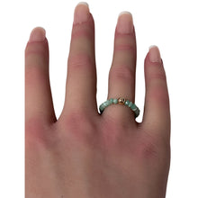 Load image into Gallery viewer, 14K Gold Emerald Micro Faceted Stretch Ring Handmade Elastic Gemstone Band - Rafant