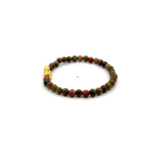 Load image into Gallery viewer, 18K Gold Pixiu Piyao Bracelet Gemstone Mini Beads Unakite 4mm - Rafant