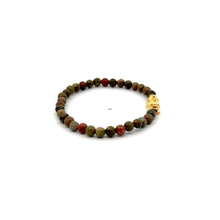 Load image into Gallery viewer, 18K Gold Pixiu Piyao Bracelet Gemstone Mini Beads Unakite 4mm - Rafant