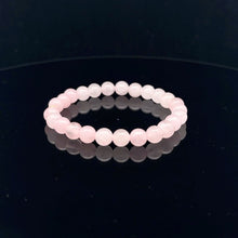 Load image into Gallery viewer, Gemstones Natural Rose Quartz 6mm 4mm Stretch Bracelet with 14k Gold Bead Choose Yellow, Stardust, Corrugated