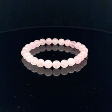 Load image into Gallery viewer, Gemstones Natural Rose Quartz 6mm 4mm Stretch Bracelet with 14k Gold Bead Choose Yellow, Stardust, Corrugated