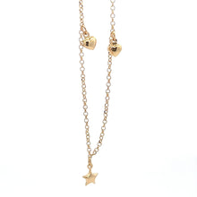 Load image into Gallery viewer, 18K Gold Bracelet Heart Star Charms 7 inches 2.91 grams - Rafant