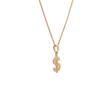 Load image into Gallery viewer, 18K Gold Necklace Chain 17.75 inches Pendant Dollar Sign 2.43 grams