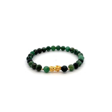Load image into Gallery viewer, 18K Gold Pixiu Piyao Bracelet Bracelet Emerald Gemstones 6mm Micro Faceted May Birthstone - Rafant