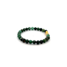 Load image into Gallery viewer, 18K Gold Pixiu Piyao Bracelet Bracelet Emerald Gemstones 6mm Micro Faceted May Birthstone - Rafant