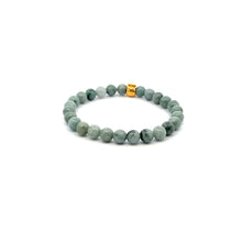 Load image into Gallery viewer, 18K Gold Money Bag Lucky Charm Elastic Bracelet Gemstones Burmese Jade 6mm Size 6" - Rafant