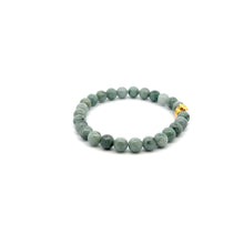 Load image into Gallery viewer, 18K Gold Money Bag Lucky Charm Elastic Bracelet Gemstones Burmese Jade 6mm Size 6" - Rafant