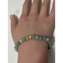 Load image into Gallery viewer, 18K Gold Money Bag Lucky Charm Elastic Bracelet Gemstones Burmese Jade 6mm Size 6" - Rafant