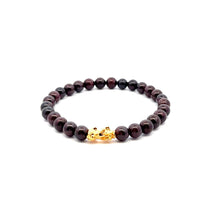 Load image into Gallery viewer, 18K Gold Pixiu Piyao Lucky Charm Bracelet Natural Garnet January Birthstones Gemstones 6mm Size 6.5" - Rafant