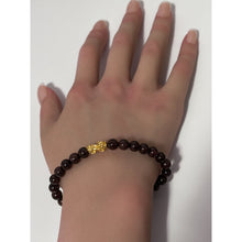 Load image into Gallery viewer, 18K Gold Pixiu Piyao Lucky Charm Bracelet Natural Garnet January Birthstones Gemstones 6mm Size 6.5" - Rafant