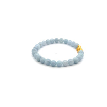 Load image into Gallery viewer, 24K Gold Piyao Pixiu Lucky Charm Bracelet Gemstones Angelite 6mm Size 6.25inches - Rafant