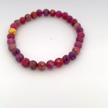 Load image into Gallery viewer, 24K Gold Coin Ball Lucky Charm Bracelet Gemstones Natural Ruby 5mm S 6.25" - Rafant