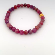 Load image into Gallery viewer, 24K Gold Coin Ball Lucky Charm Bracelet Gemstones Natural Ruby 5mm S 6.25" - Rafant