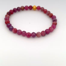 Load image into Gallery viewer, 24K Gold Coin Ball Lucky Charm Bracelet Gemstones Natural Ruby 5mm S 6.25" - Rafant