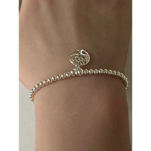 Load image into Gallery viewer, 925 Sterling Silver Beaded Stretch Stacking Bracelet Tree of Life Charm Minimalist Size 7"