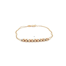 Load image into Gallery viewer, 18K Gold Bracelet Beaded Rounds Charms Size 7 inches Three tones - Rafant
