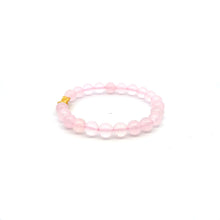 Load image into Gallery viewer, 24K Gold Piyao Pixiu Lucky Charm Bracelet Gemstones Rose Quartz 8mm S6.75" - Rafant