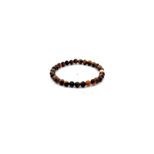 Load image into Gallery viewer, Natural Tiger's Eye Gemstones Mini 4mm 18K Gold Charm Bead - Rafant