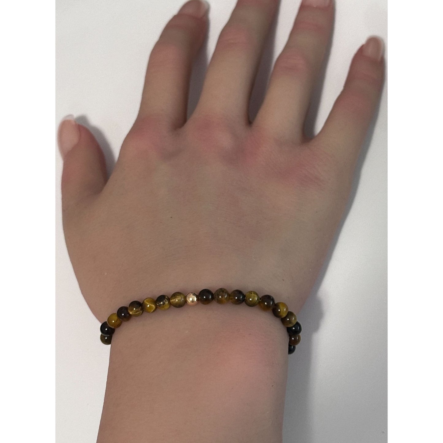 Natural Tiger's Eye Gemstones Mini 4mm 18K Gold Charm Bead - Rafant