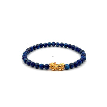Load image into Gallery viewer, 18K Gold Pixiu Piyao Bracelet Gemstone Mini Beads Lapis Lazuli 4mm September Birthstone - Rafant