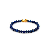 Load image into Gallery viewer, 18K Gold Pixiu Piyao Bracelet Gemstone Mini Beads Lapis Lazuli 4mm September Birthstone - Rafant