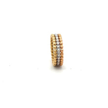 Load image into Gallery viewer, 18k Gold Ring Tricolor Beaded Size 4.75