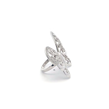Load image into Gallery viewer, 925 Sterling Silver Ring Butterfly Very Large Cubic Zirconia Size 5 - Rafant