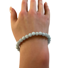 Load image into Gallery viewer, Natural Aquamarine 6mm Stretchable Bracelet 18k Gold Bead Charm Size 6.75 inches