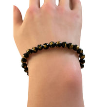 Load image into Gallery viewer, 18K Gold Pixiu Piyao Bracelet Natural Black Carved Onyx Gemstones 6mm Lucky Charm Size 6 inches