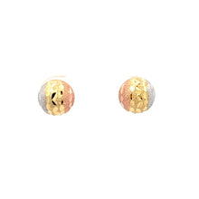 Load image into Gallery viewer, 18K Gold Earrings Stud Tricolor White Yellow Rose Gold 1.22 grams - Rafant