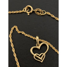 Load image into Gallery viewer, 18K Gold Necklace Chain 17.50 inches with Double Heart Pendant 1.55 grams - Rafant