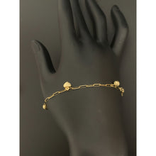 Load image into Gallery viewer, 18K Gold Bracelet Paperclips 7.25 inches with Ball Heart Charms 2.25 grams - Rafant