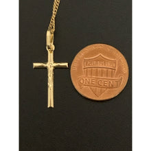 Load image into Gallery viewer, 18K Gold Necklace Chain Curb 17.75" with Cross Pendant 1.28grams - Rafant