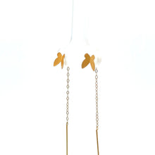 Load image into Gallery viewer, 18K Gold Earrings Butterfly Threader Very Tiny 0.24 grams - Rafant
