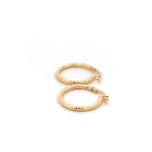 Load image into Gallery viewer, 18K Yellow Gold Earrings Hoops Small Textured 1.20 grams - Rafant