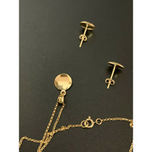 Load image into Gallery viewer, 18K Saudi Gold Necklace Chain 17.75" w/ Circle Round Pendant Earrings Set - Rafant