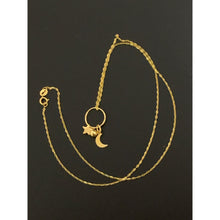 Load image into Gallery viewer, 18K Gold Necklace Chain 18 inches with Moon Star Circle Ball Pendant 1.96 grams - Rafant