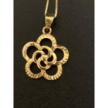Load image into Gallery viewer, 18K Gold Necklace Box Chain 17.50" with Flower Pendant - Rafant